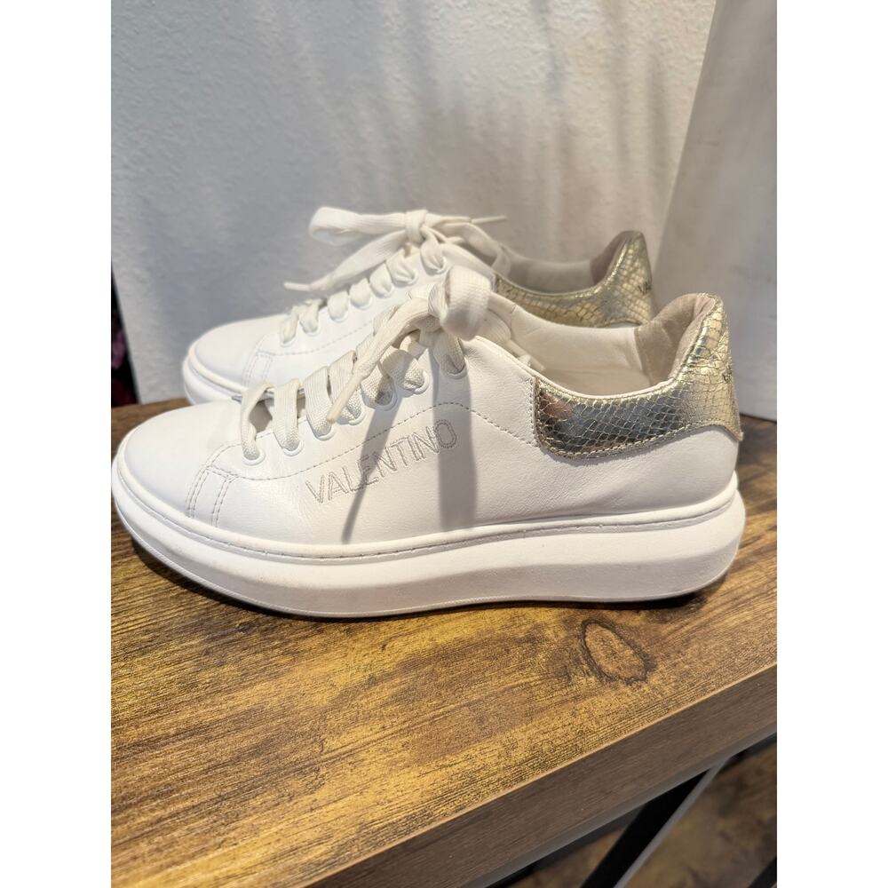 Valentino White Leather Women's Sneakers, Size 8.5